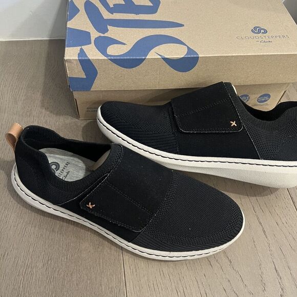 Clarks Step Urbanrace Cloudsteppers Black Slip On Sneakers Mens US 8 - Picture 1 of 14